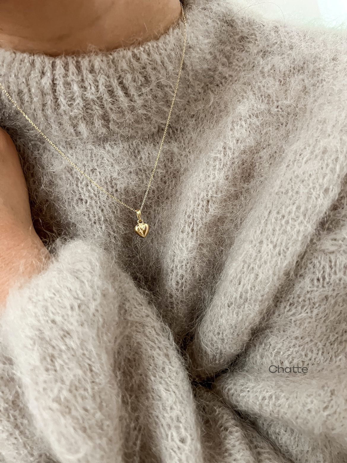 Złoty Naszyjnik Love Damski Z Zawieszką W Kształcie Serca - obrazek 2