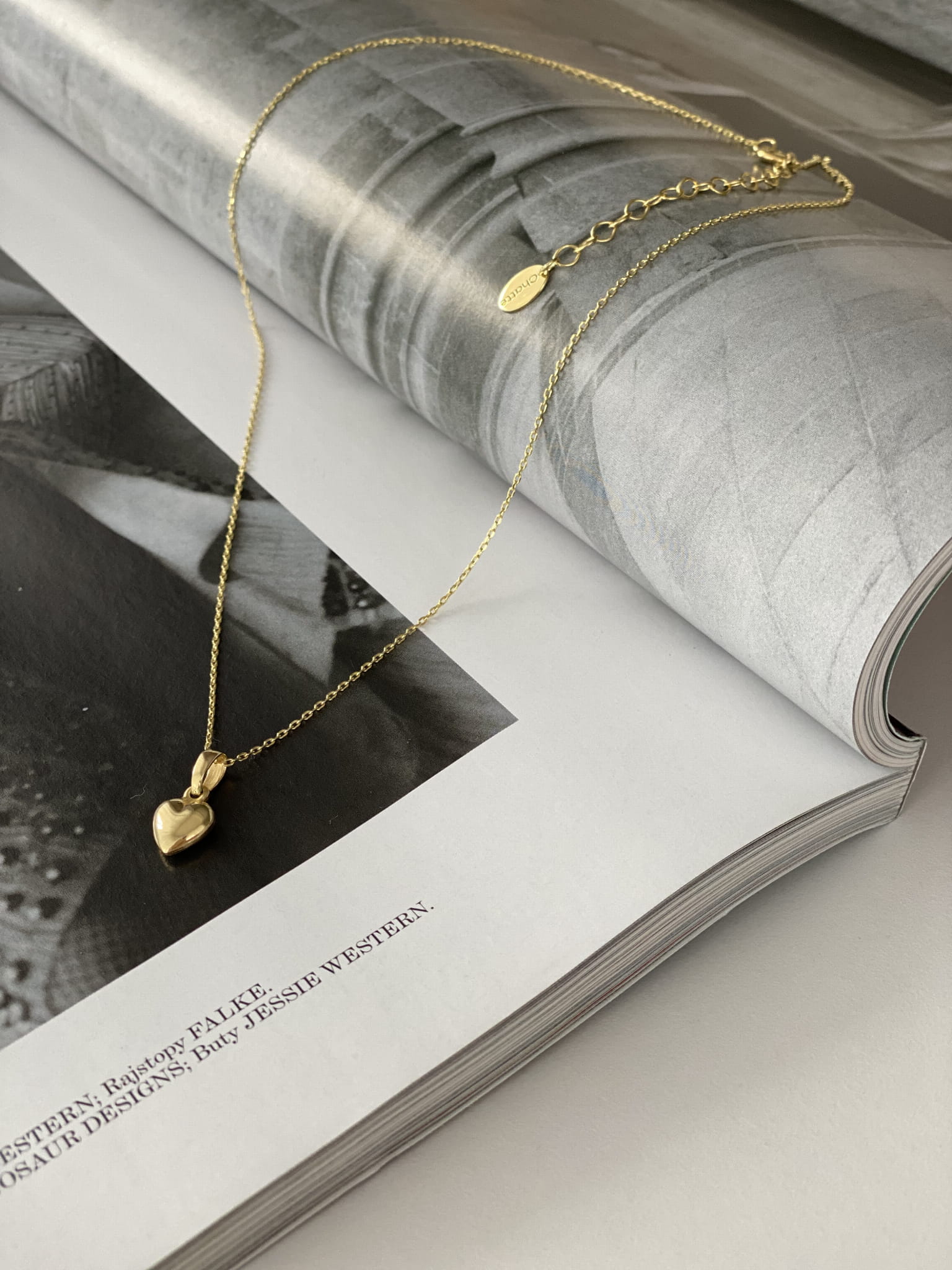 Złoty Naszyjnik Love Damski Z Zawieszką W Kształcie Serca - obrazek 3