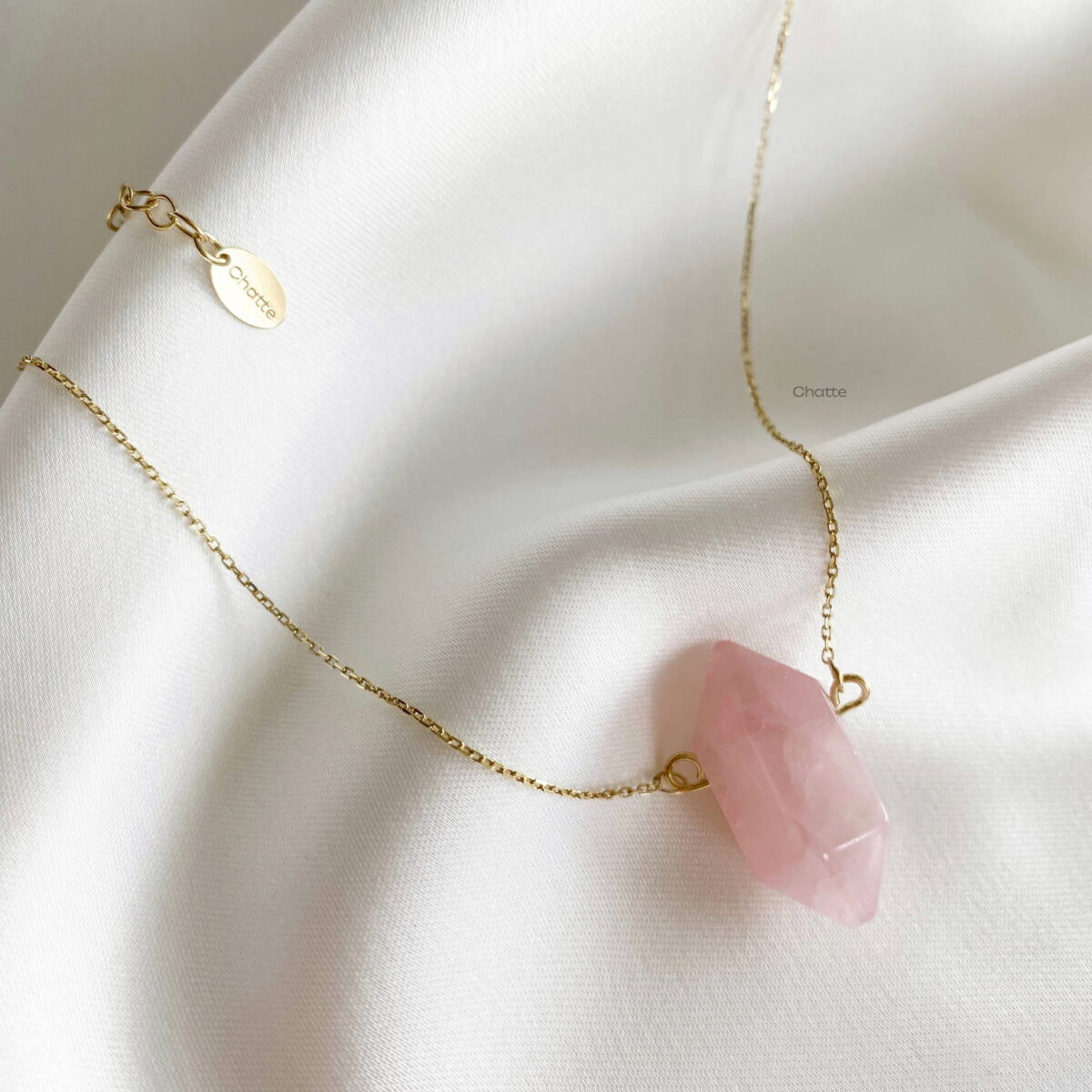 Złoty Naszyjnik Lady Kwarc Różowy Damski