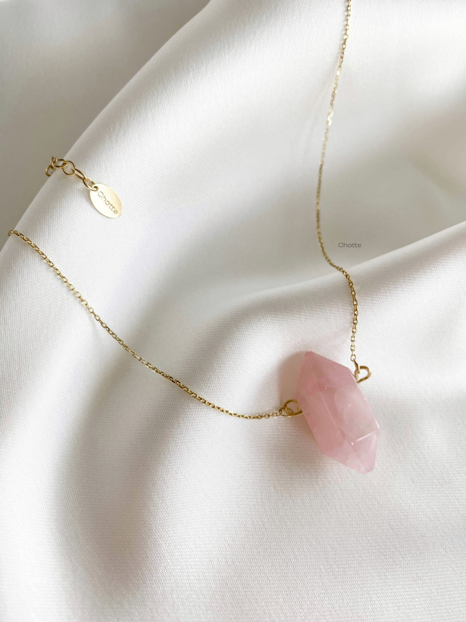 Złoty Naszyjnik Lady Kwarc Różowy Damski