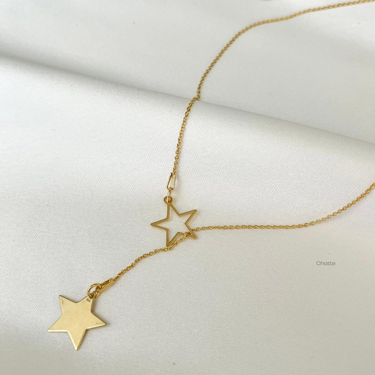 Złoty Naszyjnik Damski Z Zawieszką Gwiazdy Stars