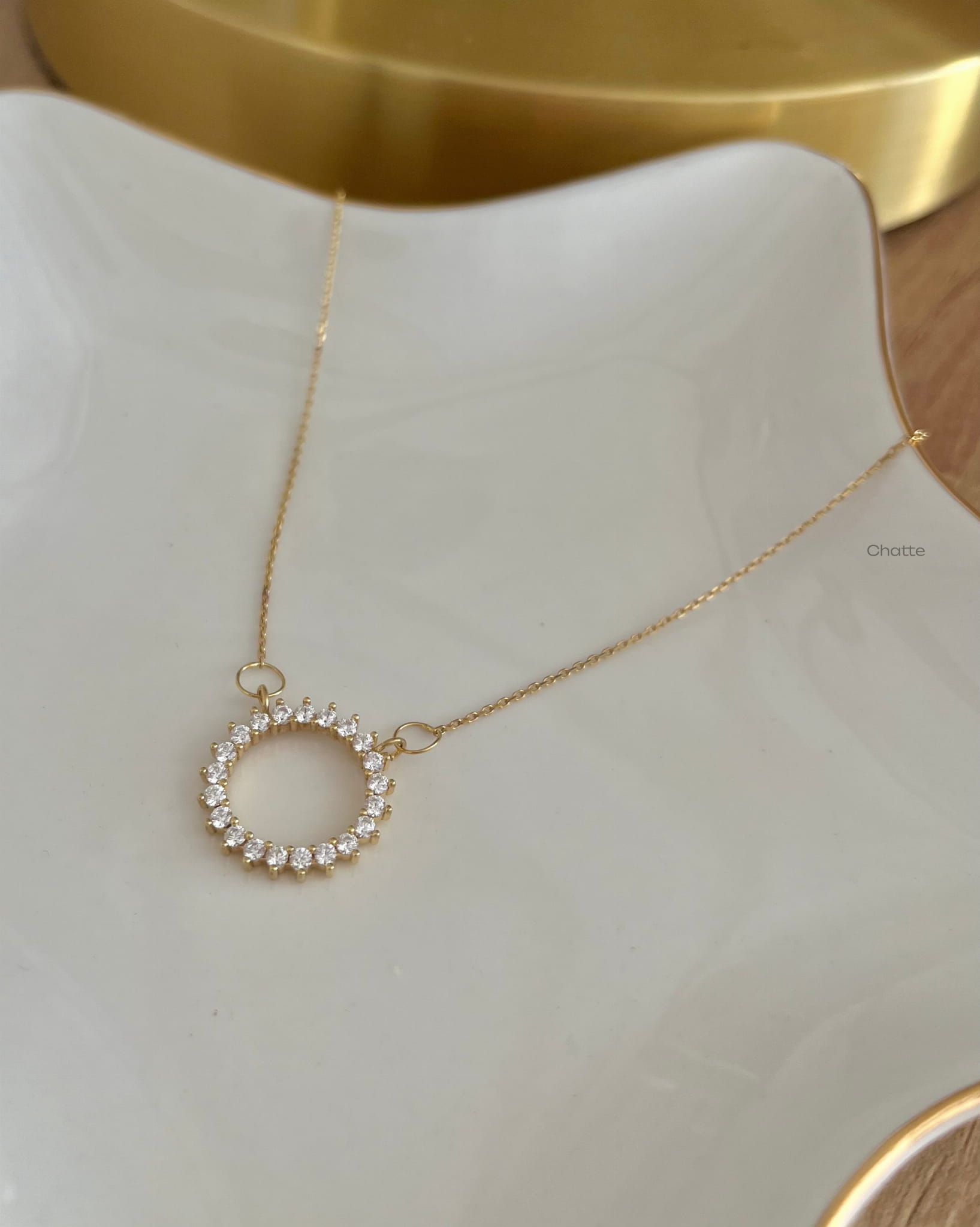 Złoty Naszyjnik Damski Z Zawieszką Shine - obrazek 2