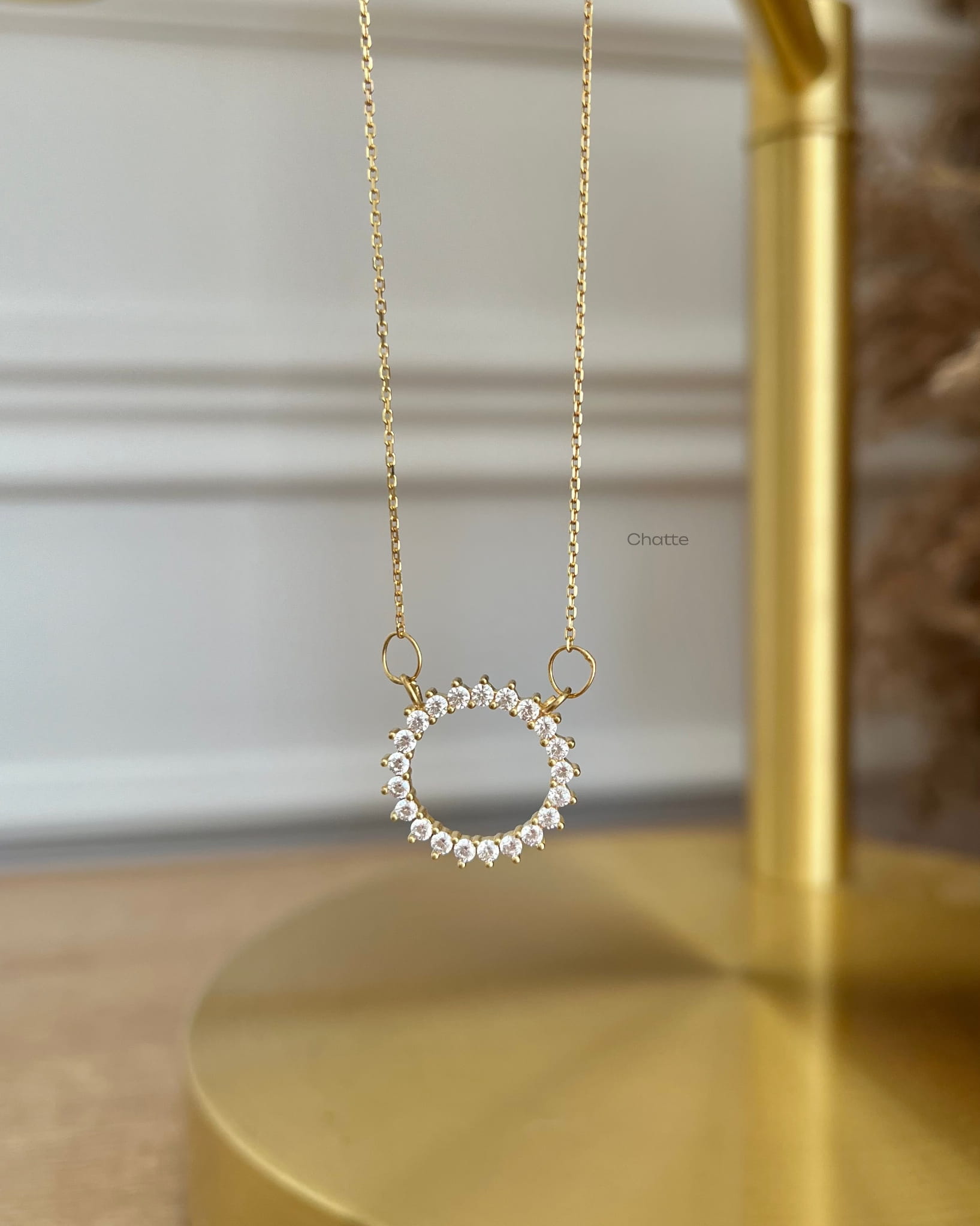 Złoty Naszyjnik Damski Z Zawieszką Shine - obrazek 3