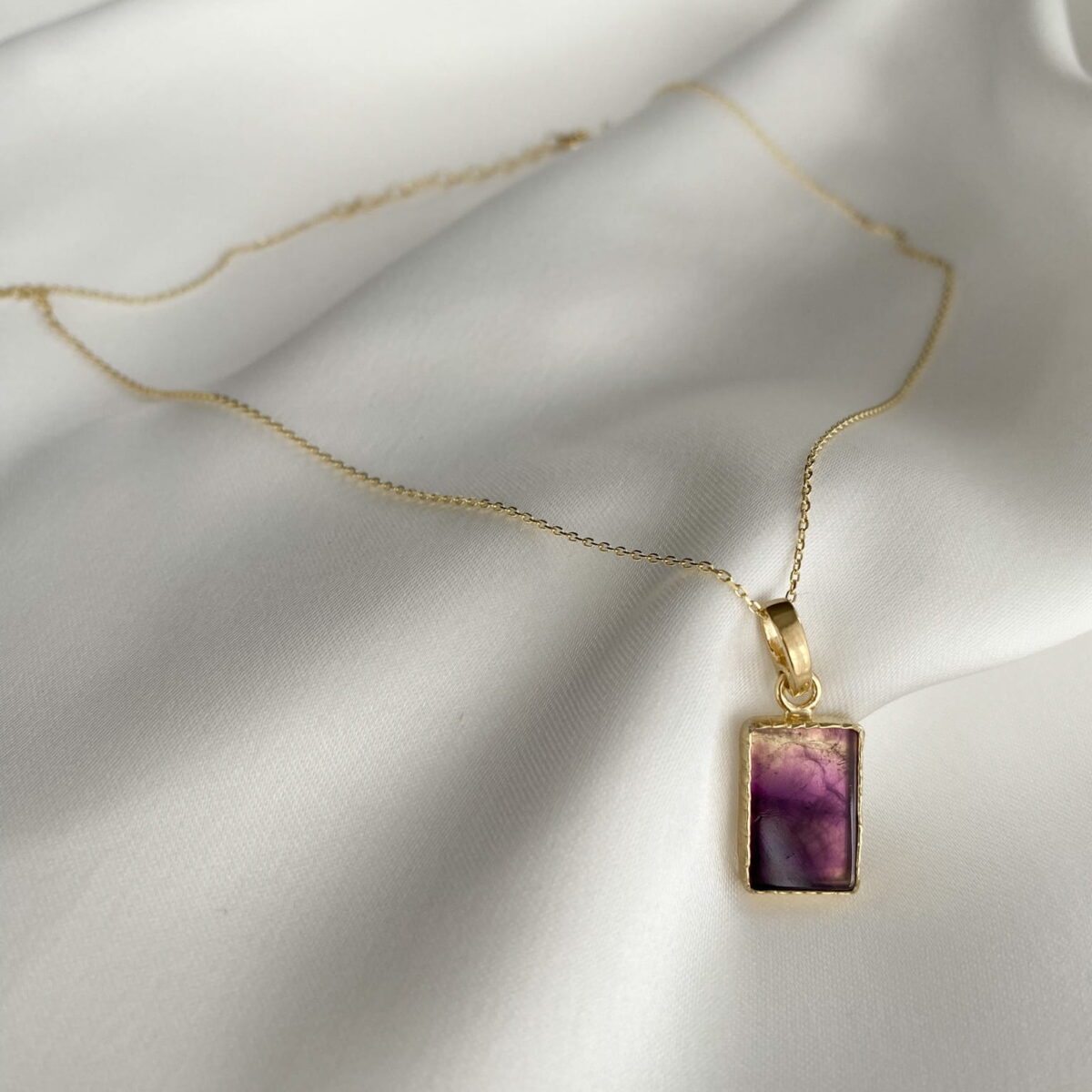 Złoty Naszyjnik z Ametystem Fioletowym Damski